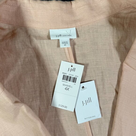 J Jill Womens Love Linen Blazer Sz 4X Seashell Pink Blush Vacation Resort NWT - Picture 7 of 12